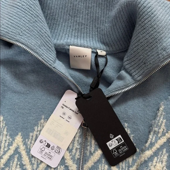 Varley Hedda Fairisle Blue and White Zip-Up sweater - Picture 2 of 3